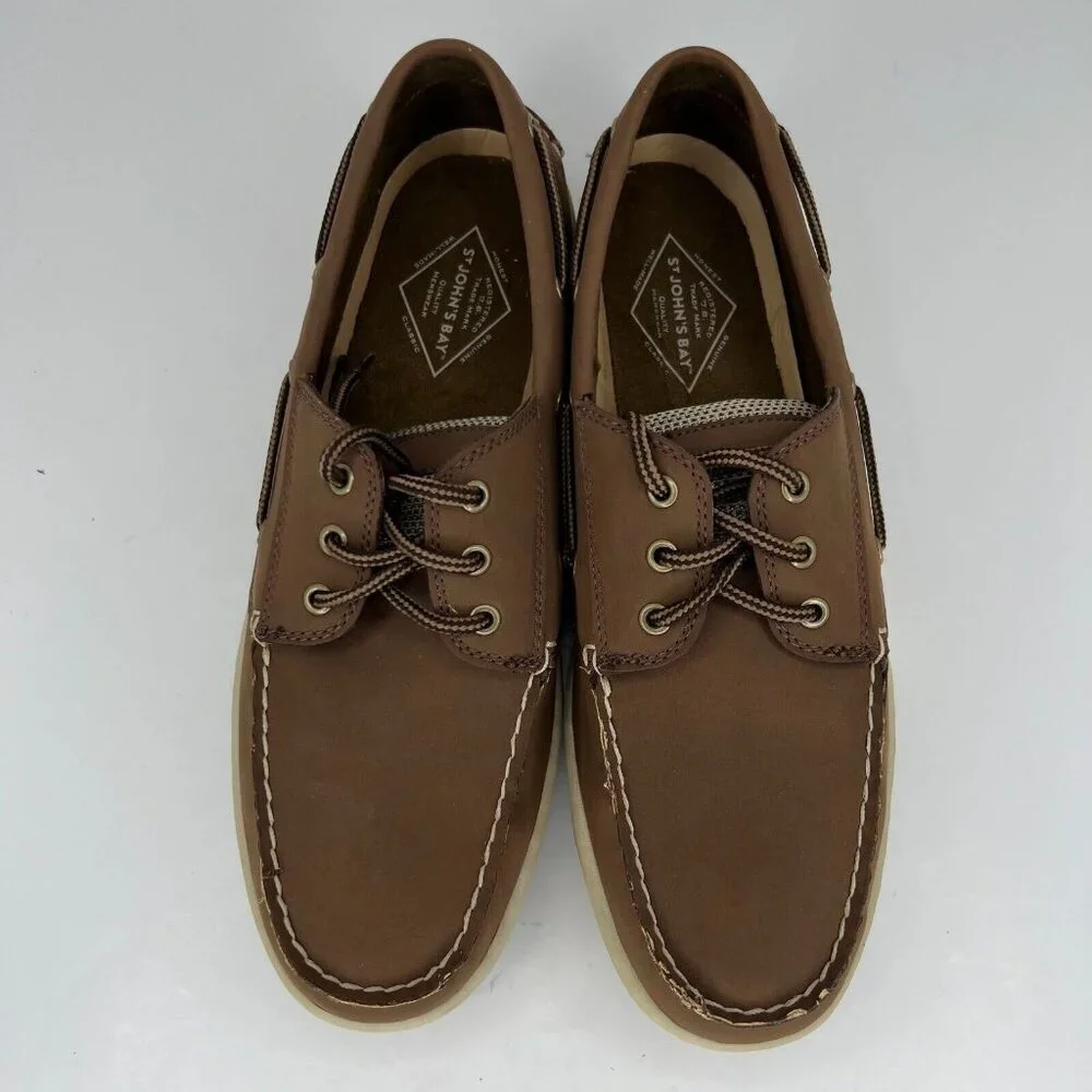 St John's Bay Mens 0168050 Brown Classic Slip On Size 9.5 M Boat Shoes
